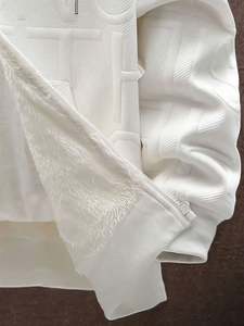 Veste à capuche zippée intégrale pour homme, doublée en peluche, avec imprimé lettres noir et blanc, style décontracté, idéale pour l'automne – Nouveauté Dropshipping - Product Image 5