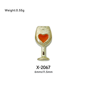 Bonito vinho unhas designer garrafa cap prego charme metal 3D decoração rhinestone vinho unhas coloridas - Product Image 6