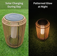 Lampe de bureau en rotin à énergie solaire offrant une ambiance chaleureuse et relaxante ; design confortable et moderne, lumière décorative de jardin