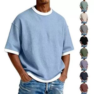 2026 Summer Men Crew Neck Color Block T <b>Shirt</b> Loose Casual Short Sleeve Sports Tee - Product Image 2