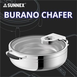 Sunnex Élégant Rond 36CM Réchaud 304 Acier Inoxydable Hôtel Buffet Chauffe-Plats 6.8L Service Alimentaire Buffetware - Product Image 5