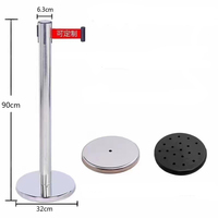 Poteau de guidage robuste en acier inoxydable avec bande rétractable pour le contrôle des foules et la gestion des files d'attente