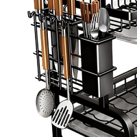 Égouttoir à vaisselle de cuisine 2 niveaux, grand égouttoir en acier au carbone pour comptoir, support à vaisselle et ustensiles, organisateur, vente en gros