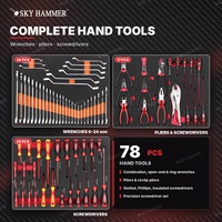 Ensemble d'outils de mécanicien 203 pièces avec 5 plateaux en mousse EVA, clés à douille, douilles à chocs, pinces, tournevis, outils de réparation automobile pour armoire à outils