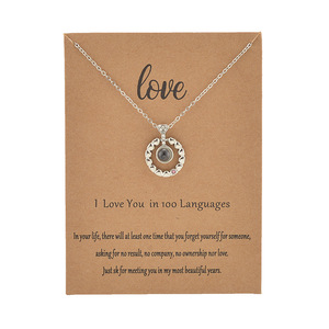 Heart <strong>Necklace</strong> 100 Languages Projection Pendant Jewelry <strong>for</strong> Mom <strong>Girlfriend</strong> Birthday Christmas Romantic Gifts - Product Image 5