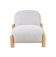 Fauteuil d'appoint moderne en tissu avec pieds en bois massif, sans accoudoirs, pour salon, appartement, mobilier de maison