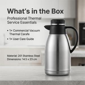 Jarra Térmica Aislada al Vacío de Acero Inoxidable para Café, para Servicio a la Habitación de Hotel y Desayuno - Product Image 4
