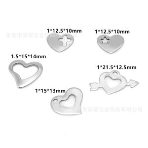Colgante de Corazón de Acero Inoxidable Anno Jewelry, Varios Estilos para Accesorios de Fabricación de Joyería DIY, Acabado Liso - Product Image 4