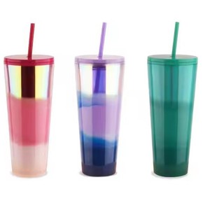 Promoción: Vaso de Plástico de Doble Capa con Pajita, Diseño Moderno y Simple, Gran Capacidad, Logotipo Personalizado, Suministro Directo del Fabricante, Modelo LX-003 - Product Image 3