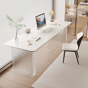<span class=keywords><strong>Escritorio</strong></span> de sofá de viento silencioso <span class=keywords><strong>blanco</strong></span>, mesa de ordenador pública doble larga con cómodos asientos detrás para el hogar o la oficina - Product Image 3