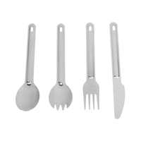 Ensemble de couverts pliables de randonnée en plein air, 4 pièces, en acier inoxydable, légers, pour le camping