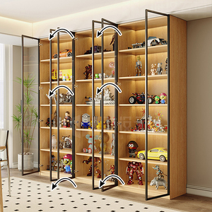 Meuble de rangement moderne en bois XHA avec portes vitrées, cinq niveaux, grande capacité, étagère de présentation, organisateur de salon - Product Image 5
