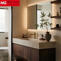 Muebles de Baño Modernos de Madera Contrachapada con Acabado de Madera y Muebles de Lavandería Personalizados, Gabinetes Modulares de Alta Gama para Desarrollos de Múltiples Unidades