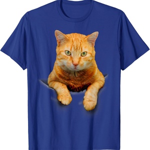 Cat <b>Animals</b> Sublimation Blanks Creative Cat Motif Bag Cat T-Shirt Heavyweight Cotton Short Sleeve Crew Neck T-Shirt - Product Image 1