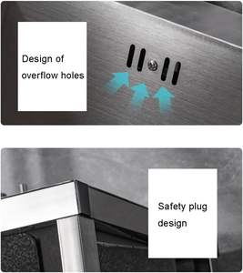 Évier de <span class=keywords><strong>cuisine</strong></span> commercial en acier inoxydable à double bac avec égouttoir, plan de travail intégré et étagère de rangement, lavabos - Product Image 3