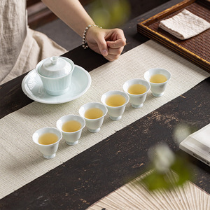 Yingqing Flower Shaped Stemmed <b>Teacup</b> Porcelain Dehua County Kung Fu Tea Tasting Cup Single Cup Without Lid - Product Image 5