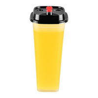 Nouveauté : Gobelet carré en PP avec couvercle transparent, imprimé logo, 360/720 ml (12/16/20/24 oz), pour café, thé au lait, jus et autres boissons.