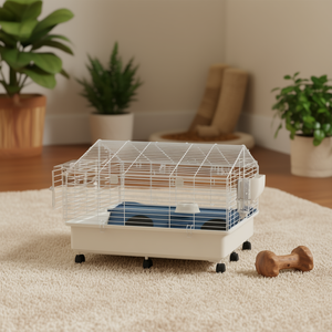 Cage à roulettes pour petits animaux 35 x 35 x 25 pouces avec bouteille d'eau pour lapins, hérissons, cochons d'Inde - Product Image 2