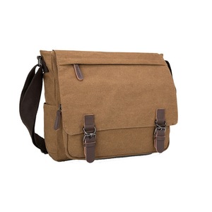 Canvas Crossbody Bag Large <b>Medium</b> Khaki Wear Resistant Business Laptop Bag For Leisure Travel - Product Image 2
