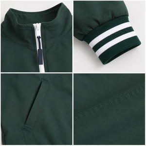 Wholesale Quarter <b>Zip</b> Pullover <b>Jacket</b> <b>Men</b> Poly Cotton Blend <b>Half</b> <b>Zip</b> Windbreaker Anorak Kangaroo Pocket Outdoor Casual - Product Image 2