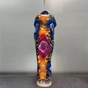 Tendance et très vendue : Robe d'été décontractée ample et respirante pour femme, en polyester, avec imprimé numérique africain et motif diamant, avec ceinture large - Product Image 6