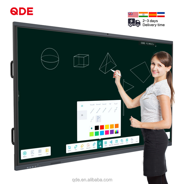 QDE  55/65/75/86/98/110inch 4K Touch Screen Interactive Flat Panel Smart Whiteboard for School Education Interactive Board