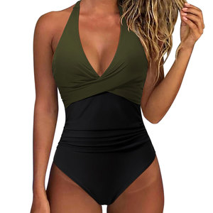 Nouveau Maillot de Bain Une Pièce Sexy Personnalisé à Couleur Unie, Dentelle, Dos Nu, Push-up, Coupe Haute, pour Femme, Tenue de Plage - Product Image 1