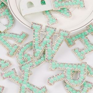 Hot Sale Iron on 4.5CM White Colorful Rhinestone Pearl Letter Patch - Product Image 1