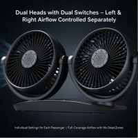 Ventilateur de voiture pivotant à double refroidissement, 180 degrés, 12V 24V, alimenté par allume-cigare, matériau ABS, trois vitesses, 10W pour SUV