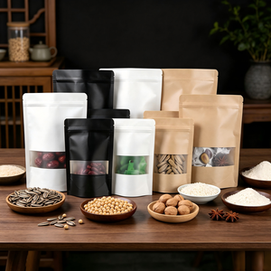 Wholesale Red Black Kraft Paper Stand Up Pouch Grains Spices Moisture-proof Mylar <b>Bags</b> Resealable Flour Food <b>Packaging</b> <b>Bags</b> - Product Image 3