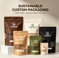 Sachet refermable personnalisé en papier synthétique brun avec logo imprimé pour aliments, snacks, viande, épices, assaisonnements et sucre