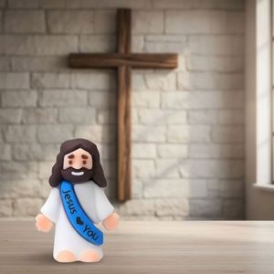 Petites figurines originales « Love You » en caoutchouc, jouets de Jésus pour les jeux de cache-cache, cadeaux religieux pour les fêtes, école du dimanche - Product Image 2