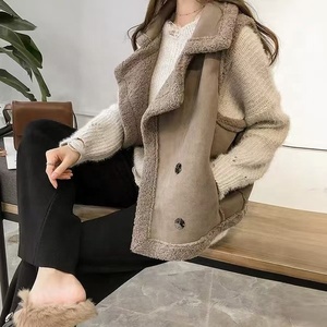 Femmes automne hiver une pièce <span class=keywords><strong>fourrure</strong></span> d'agneau daim Cardigan gilet ample <span class=keywords><strong>sans</strong></span> manches tricoté veste Style décontracté - Product Image 5