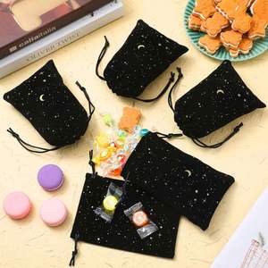 Custom Dice Jewelry Gift Wrap Wedding Anniversary <b>Draw</b> <b>String</b> Moon Stars Black Velvet Dust <b>Bag</b> for Candle - Product Image 3