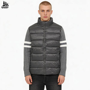 Veste matelassée personnalisée pour l'hiver <span class=keywords><strong>Patch</strong></span> rembourré en duvet bulle Manches tricotées de travail - Product Image 1