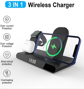 Estación de carga inalámbrica rápida 3 en 1 de 15W con reloj despertador para <span class=keywords><strong>iPhone</strong></span> Max para <span class=keywords><strong>iPhone</strong></span> para <span class=keywords><strong>AirPods</strong></span> Electric OT Protection - Product Image 2
