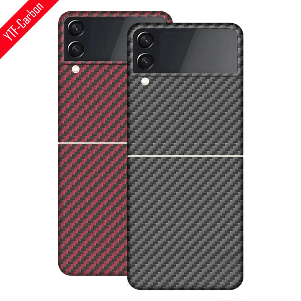 YTF-Carbon Color carbon fiber case For Samsung Galaxy Z Flip 4 case carbon fiber Ultra-thin anti-drop Z Flip 3 phone hard Cover