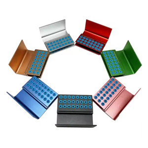 Support de fraises dentaires 24 trous support de fraises de désinfection colorées boîte de rangement autoclavable en aluminium avec couleurs de couverture en silicone - Product Image 1