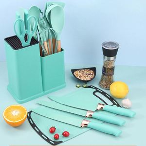 Ensemble d'ustensiles de cuisine en silicone multifonctionnels durables et personnalisés, 12/15/19 pièces, avec manche en bois, collection 2025 – Vente chaude - Product Image 1