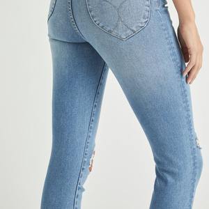 High Quality Custom Design Fashion Women's Winter Flat Front Mid Waist Skinny <b>Jeans</b> Denim Pants Breathable Customized Color - Product Image 3