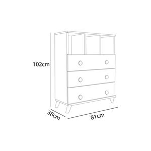 Commode moderne nordique écologique à 3 tiroirs et 3 étagères en métal pour chambre et salon - Product Image 3