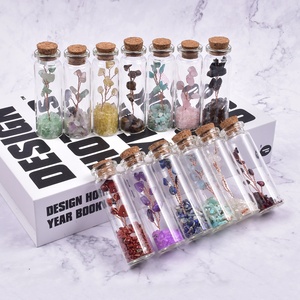 Whosale Natural Rose Gravel Stone Infused Gemstone Crystal Points Glass Crushed Stone Wishing Bottle for Crystal Crafts