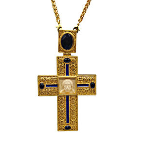 Modelo clásico de chapado en oro ortodoxa gran cruz Pectoral con Jesús icono de collar de aleación de obispo, sacerdote - Product Image 4