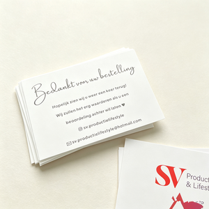 Cartes de remerciement personnalisées, format épais 400 g/m², finition mate blanche, design sur mesure pour l'emballage de la marque - Product Image 6
