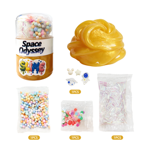 Golden Holographic Galaxy Crystal Slime With Cute Charms Non-Toxic Fidget Toy OEM ODM Factory Custom Wholesale - Product Image 2