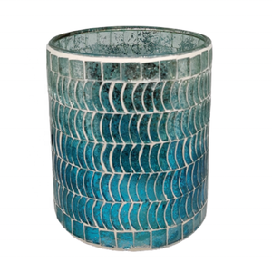 Nouvelle collection de luxe, pot en verre mosaïque bleu ciel/argent, haut de gamme, artisanal, multi-usages, décoration d'intérieur - Product Image 1