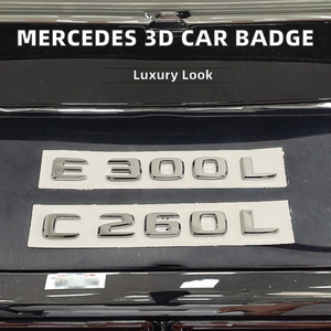 Lettres de voiture 3D en ABS réutilisables pour Mercedes E180L/E220L/E260L/E320L/E400L, emblème, logo, badge, autocollant de coffre, noir brillant, garantie 1 an - Product Image 2