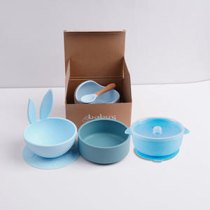 Bocor tahan air ramah lingkungan pola Solid tidak beracun makan hewan peliharaan Set Makanan kelas silikon mangkuk tahan lama sendok kayu untuk kucing - Product Image 6