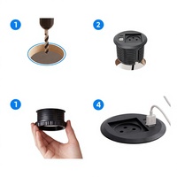 Prise encastrée de type israélien 80 mm avec USB-C PD à charge rapide 2A1C, multiprise de bureau avec câble de 1,5 m pour bureau