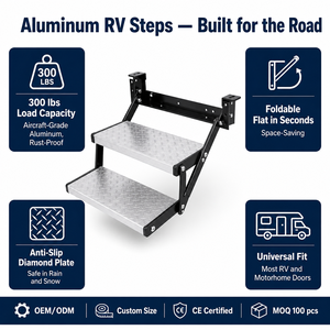 Escalones para Autocaravanas <span class=keywords><strong>de</strong></span> Aluminio Fundido a Presión, Plegables y Retráctiles, Resistentes, con Recubrimiento en Polvo, Tamaños Personalizables, OEM ODM - Product Image 3